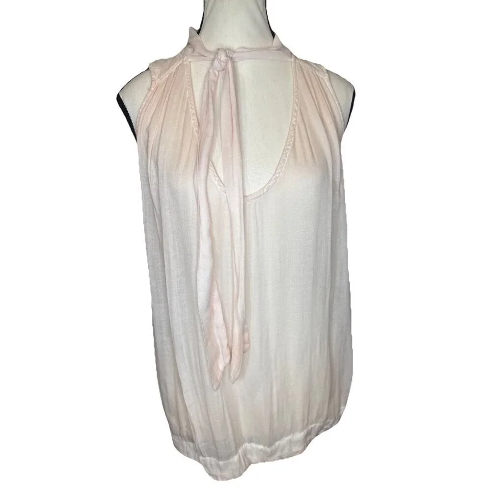 Free People Women’s PEACH Tie Front Sleeveless Tie Front Top Blouse Sz S